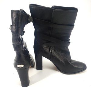 Coach Alexandra Black Block Heel Mid Calf Boot 11B